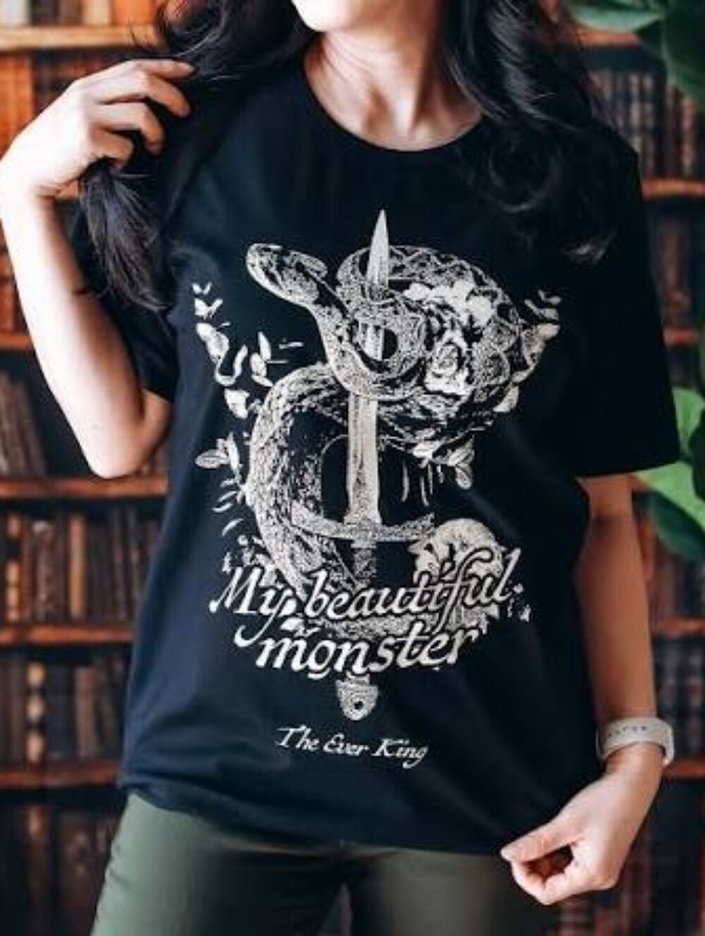 Black 'My Beautiful Monster' Ever King Bookish Box Tshirt M